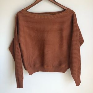Revolve Superdown Brown Long Sleeve Crop Top Medium